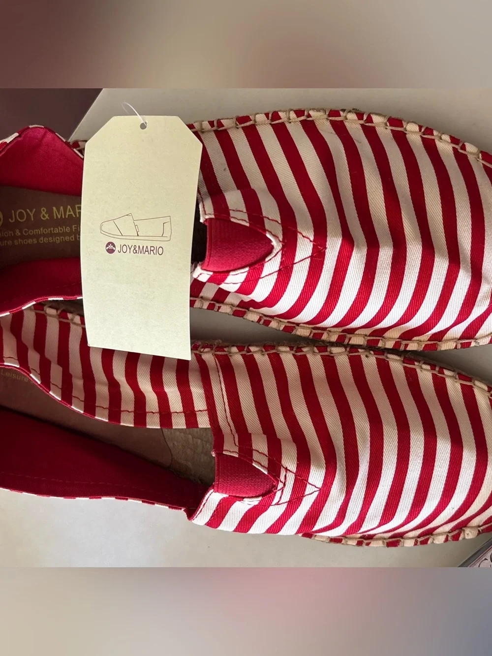 NIB Joy & Mario Red White Striped Espadrille Size 11